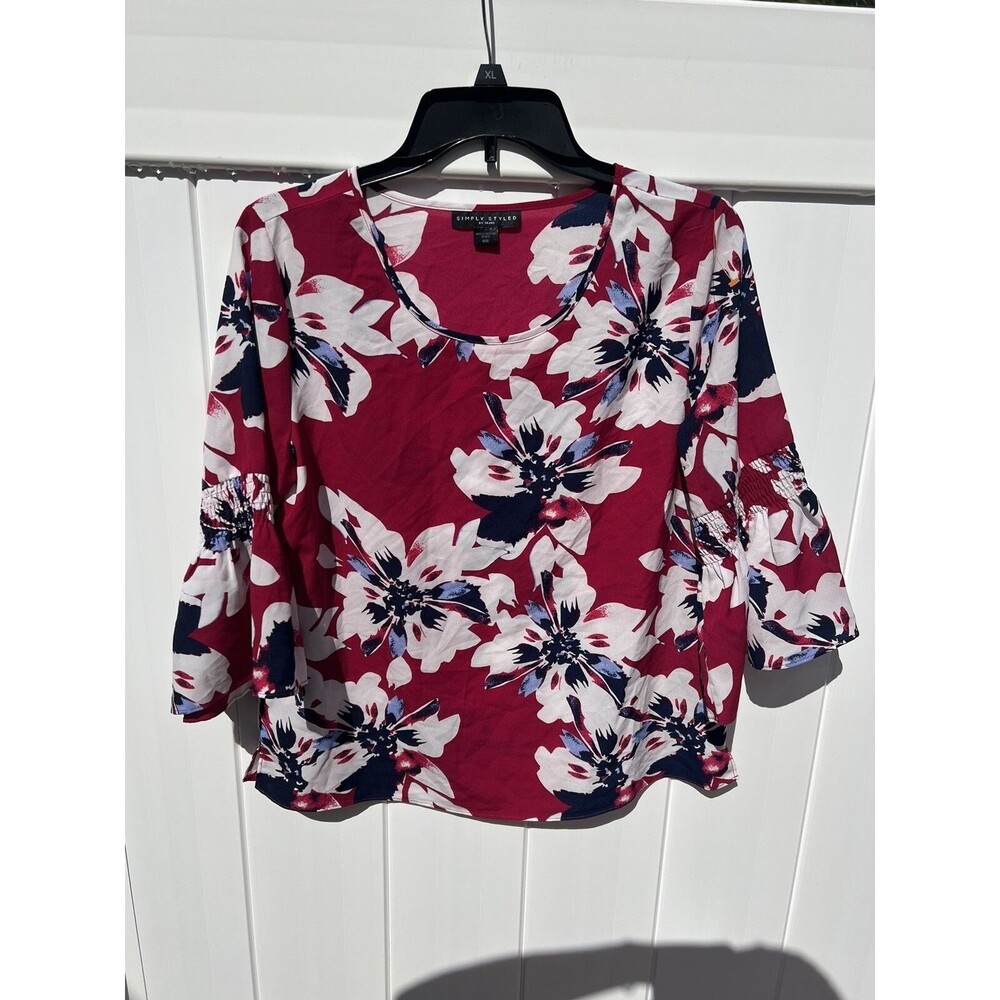 Simply Styled by Sears Top Floral Boho Bell Sleeve Blouse Multicolor Sz Medium